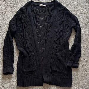 Pink Republic Black Open-Front Cardigan